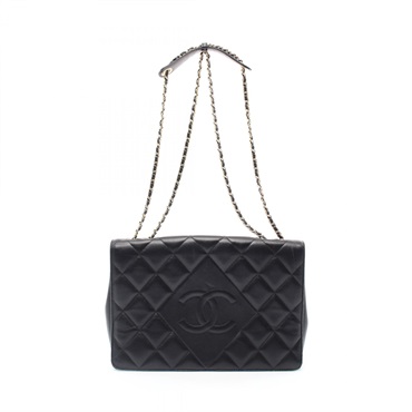 CHANEL Matelasse chain Shoulder Bag Lambskin leather Black Used GHW