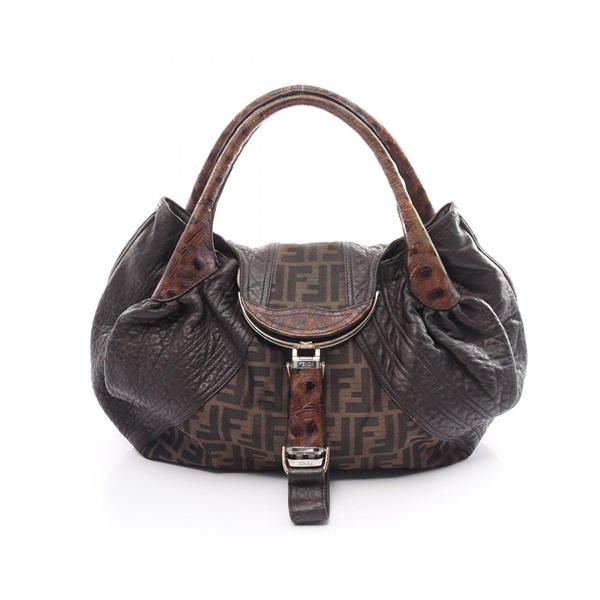 FENDI Spy bag Hand bag 8BR511 canvas leather Brown Used