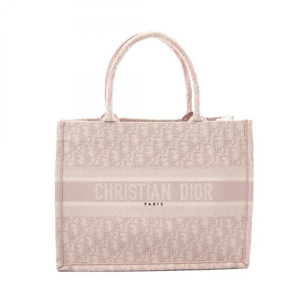 Christian Dior BOOK TOTE Medium hand shoulder Bag canvas Pink Used