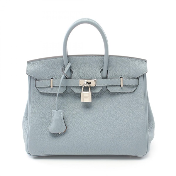 HERMES Birkin Verso 25 Hand bag U 076215CK Taurillon Clemence Blue lin Used SHW