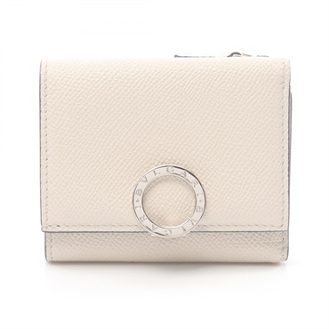 BVLGARI Bulgari Tri-fold wallet purse leather White Used Women SHW