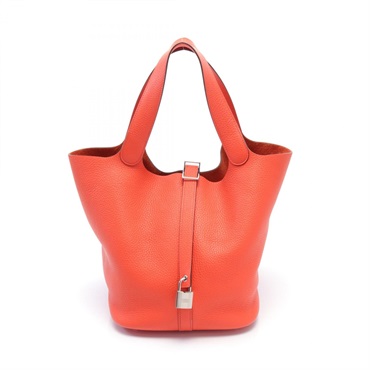 HERMES Picotin Lock GM Hand bag Taurillon Clemence SHW Rouge pivoine Used Women