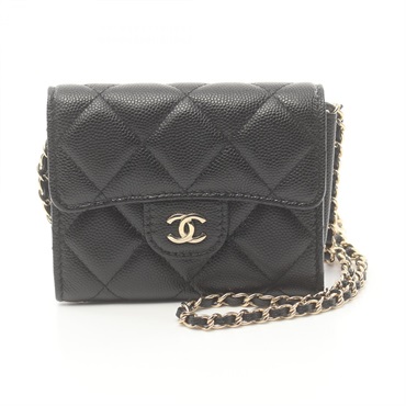 CHANEL Matelasse chain crossbody Shoulder Bag AP0238 Caviar skin Black GHW used