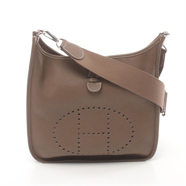 HERMES Evelyne 3 Trois PM shoulder crossbody Bag A S Brown Etoupe Grey Used SHW