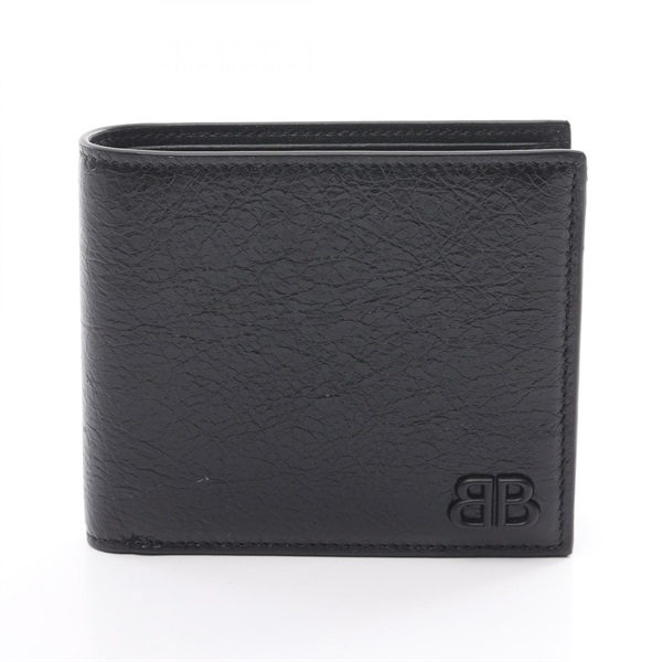 BALENCIAGA Monaco Square Folding Wallet 7665692AAS81000 leather Black NEW mens