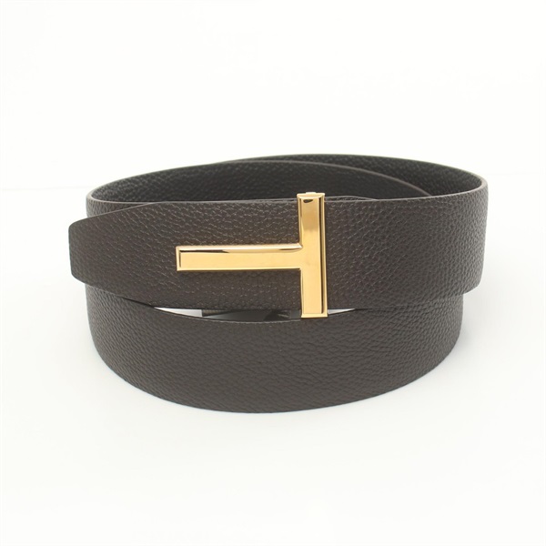 TOM FORD T logo belt 122TB178 leather Brown NEW mens 1