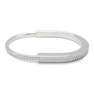 TIFFANY＆CO Lock Extra Large Bangle 18KWG White Gold Diamond Used Women
