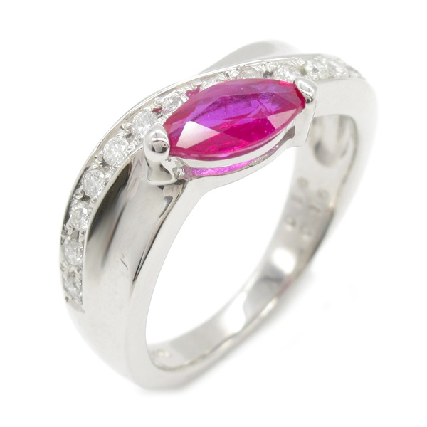 JEWELRY Ruby diamond ring #5.75 US size Pt900 Platinum Used