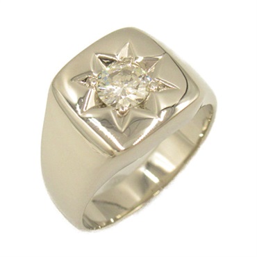 JEWELRY Diamond Ring Pt850 Platinum Clear Used US size #6.75