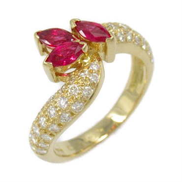 JEWELRY Ruby Diamond Ring 18KYG Yellow Gold Pink Used women US size 5.75