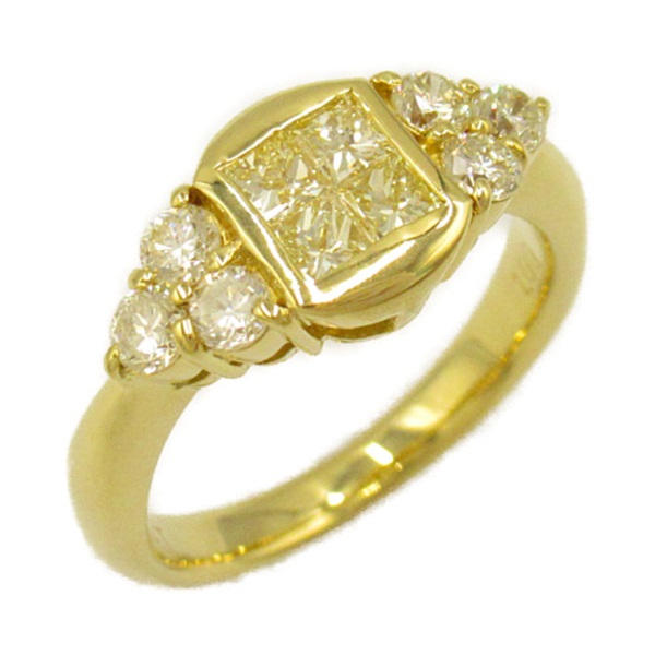 JEWELRY Diamond Ring K18 Yellow Gold Clear Used US size #5.75