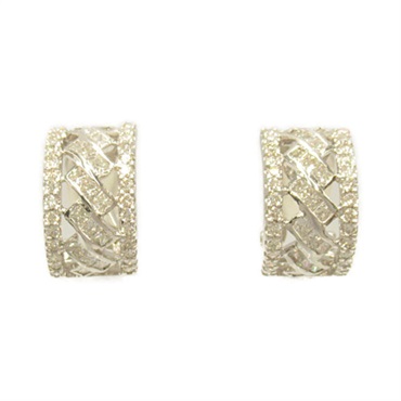 JEWELRY diamond Pierced earrings K18 WG White Gold Clear Used