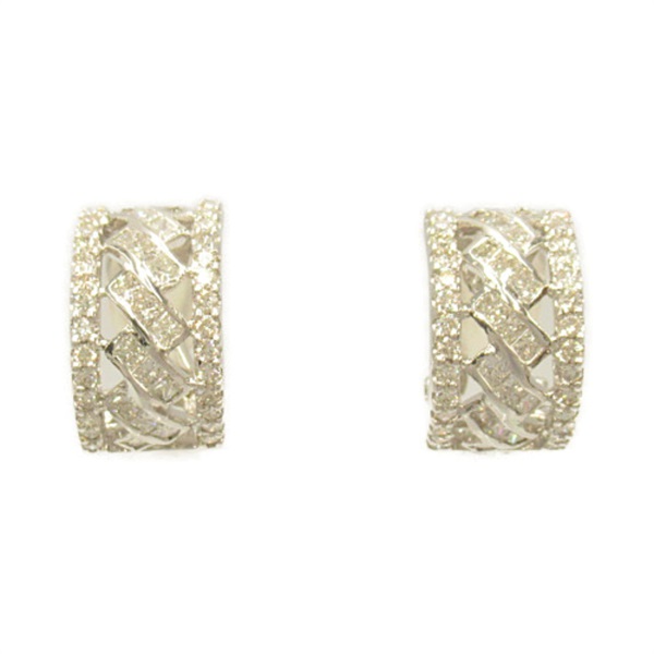 JEWELRY diamond Pierced earrings K18 WG White Gold Clear Used