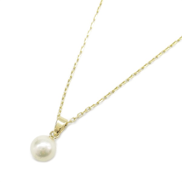 MIKIMOTO Pearl Necklace Pendant 18KYG Yellow Gold White Used women