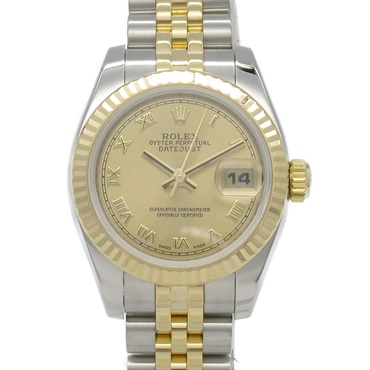 ROLEX Datejust V Wrist Watch 179173 Auto 18KYG Yellow Gold SS Used Women