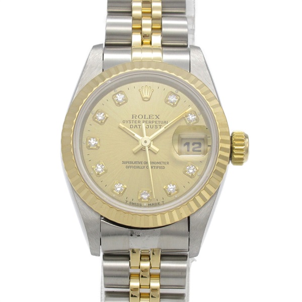 ROLEX Datejust 10P Diamond W Wrist Watch 69173G Automatic K18 YG Gold SS Women