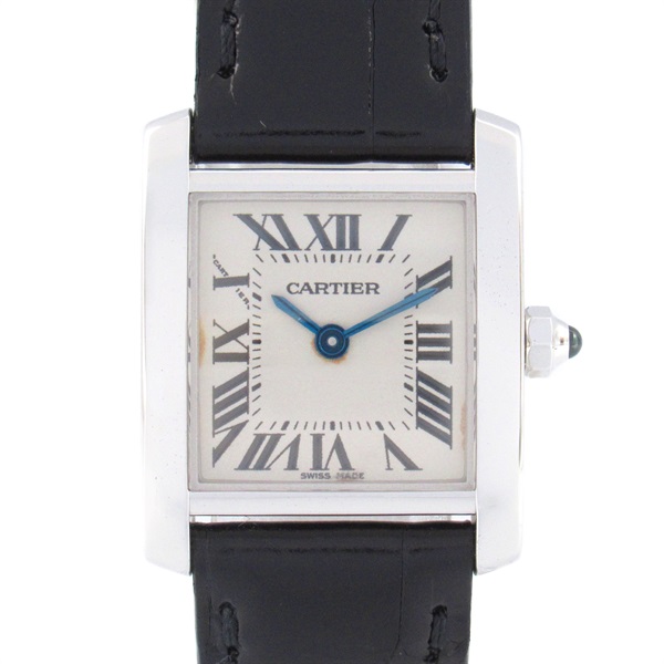 CARTIER Tank francaise SM Wrist Watch W5001256 Quartz K18 WG Gold leather Women