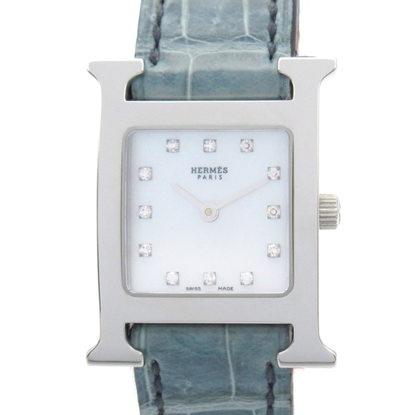 HERMES H watch Wrist Watch HH1.210 Quartz Stainless Steel leather Used Women