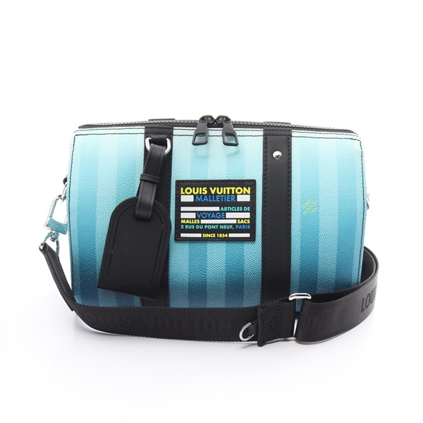 LOUIS VUITTON City Keepall Blue Vert Shoulder Bag M59921 Damier stripe Used mens