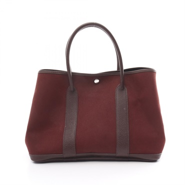 HERMES Garden party PM Hand bag I Toile H Rouge H Used SHW
