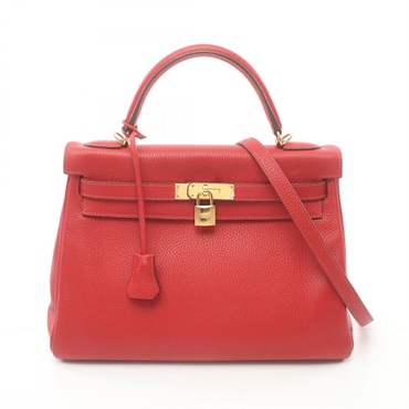 HERMES Kelly 32 2way shoulder Hand bag T Taurillon Clemence Rouge casaque GHW