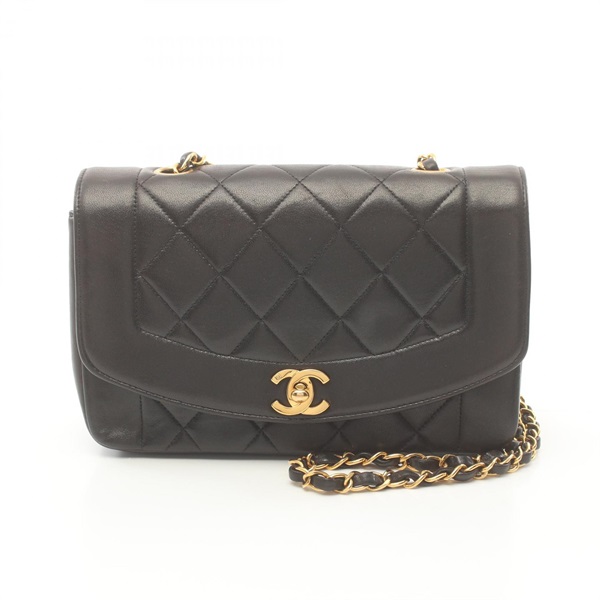 CHANEL Matelasse chain Shoulder crossbody bag lambskin Black Used GHW
