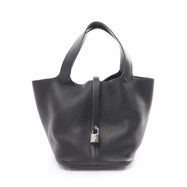 HERMES Picotin Lock MM Hand bag A Taurillon Clemence Black Used SHW