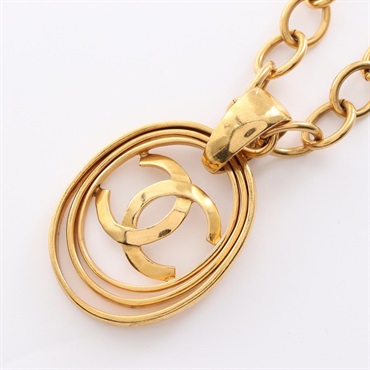 CHANEL COCO Mark Long Necklace pendant 83cm Gold Plated Used