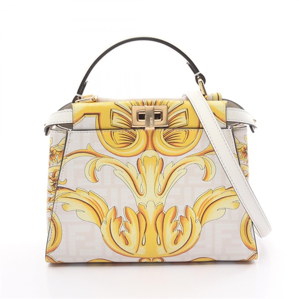 FENDI VERSACE FENDACE Mini Peekaboo 2way Shoulder bag 8BN244 leather White Used