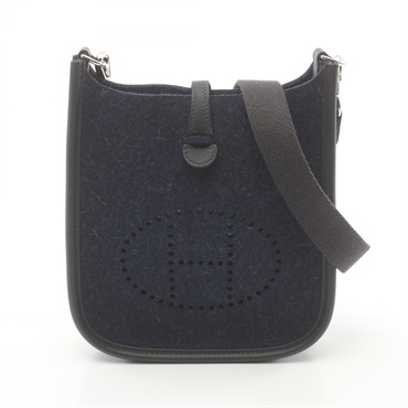 HERMES Evelyne TPM Amazon Shoulder Bag Feutre Epsom Navy Black Used Women
