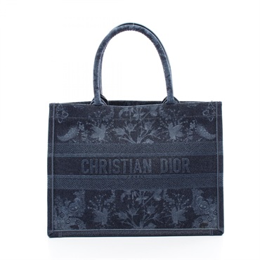 Dior BOOK TOTE Medium Bag canvas Navy Used Women logo