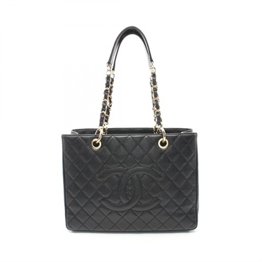 CHANEL Matelasse Grand Shopping GST Tote Bag A50995 Caviar skin Black Used Women