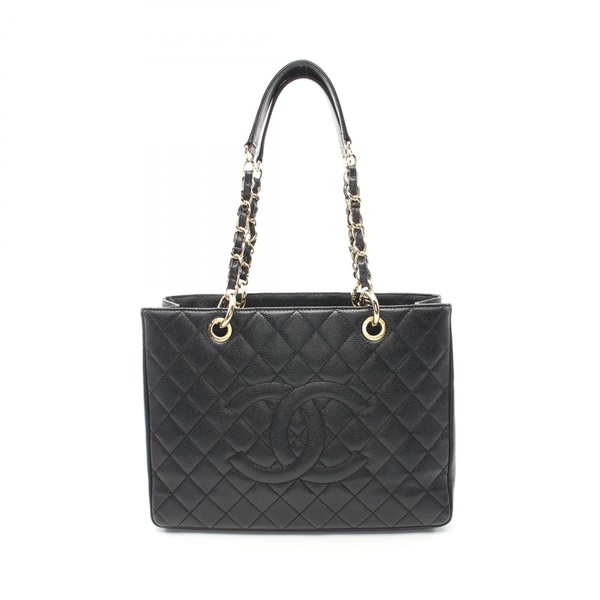 CHANEL Matelasse Grand Shopping GST Tote Bag A50995 Caviar skin Black Used Women