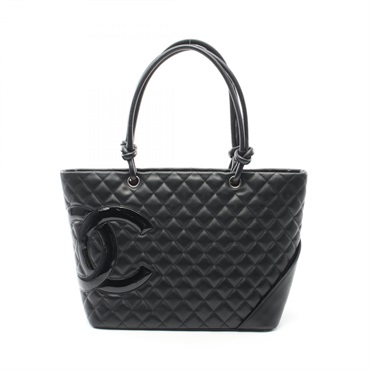 CHANEL Cambon Ligne Large Tote Bag A25169 Patent Lamb leather Black Used Women