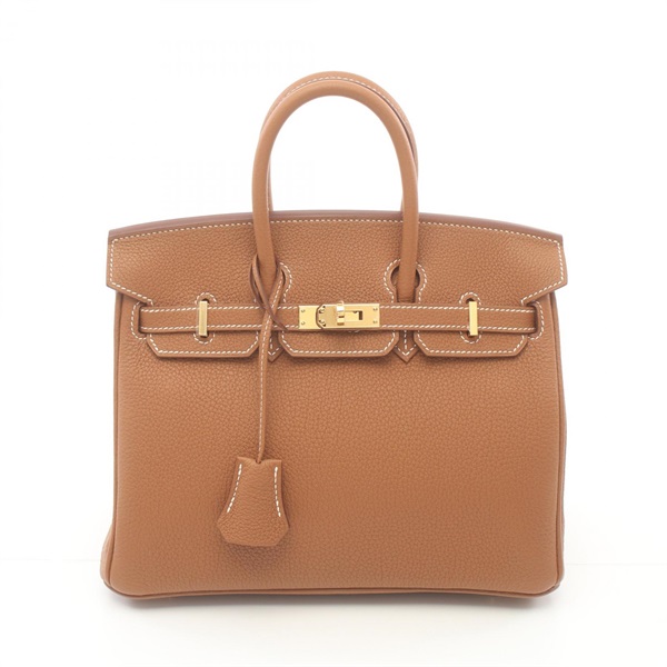 HERMES Birkin 25 Hand bag 041344CC Togo leather GHW Gold Brown Used Women