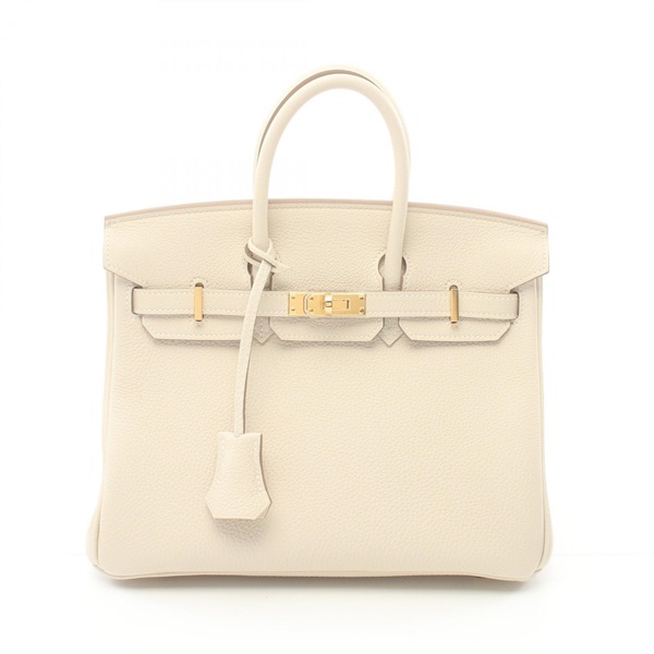 HERMES Birkin 25 Hand bag 041344CC Togo leather GHW Craie White Used Women