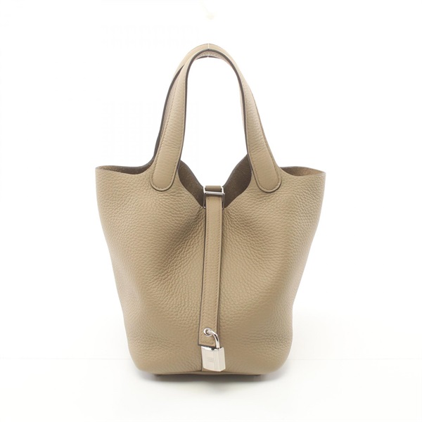 HERMES Picotin Lock PM Hand bag 056289CK Taurillon Clemence SHW Beige marfa Used