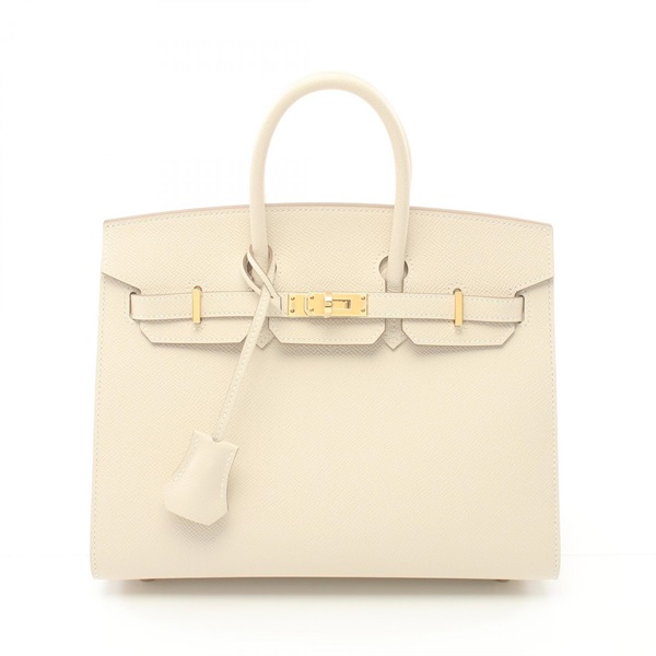 HERMES Birkin 25 Hand bag 079234CC Epsom Leather GHW Craie White Used Women