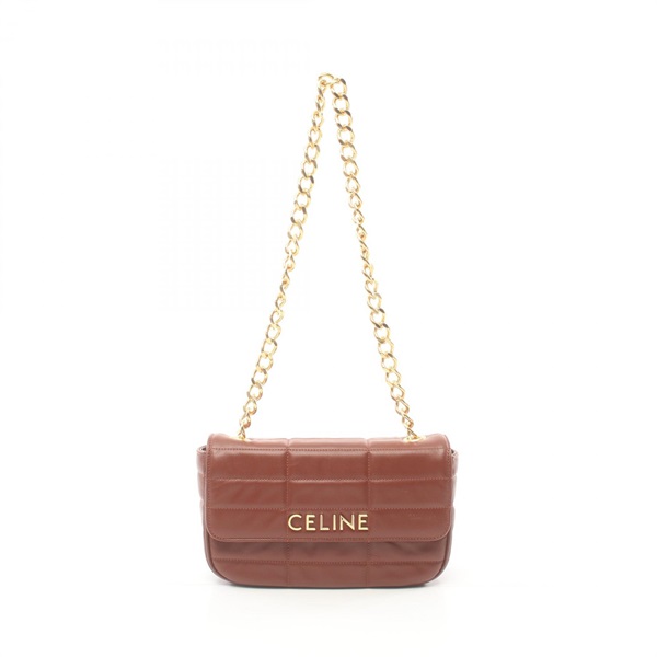 CELINE monochrome Chain Shoulder Bag 111273EPZ04LU leather Brown Used Women