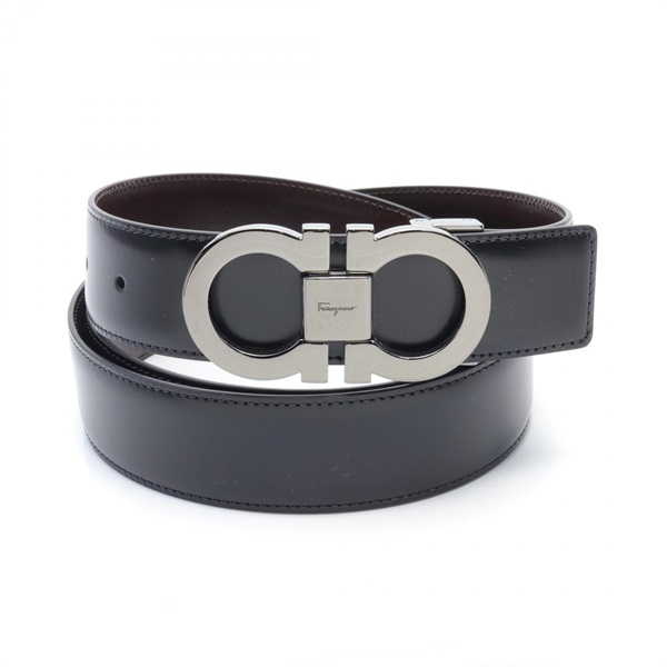 Salvatore Ferragamo Gancini belt 644557115 leather Black NEW mens