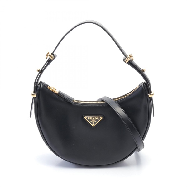 PRADA SOFT CALF Arque Shoulder Hand bag 1BC194ASKF0002OOO leather Black NEW