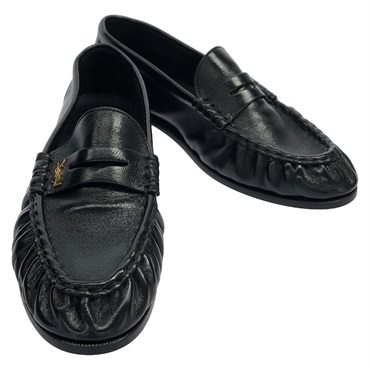 SAINT LAURENT loafers Shoes 775867AA00K100041 leather Black NEW Women #41