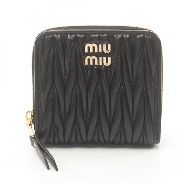 Miu Miu MATELASSE'1 Bi-fold wallet 5ML5222FPPF0002 leather Black NEW Women