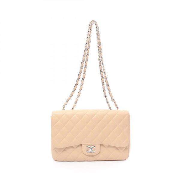 CHANEL Jumbo Matelasse 30 Chain Shoulder Bag Caviar skin Beige Used Women SHW CC