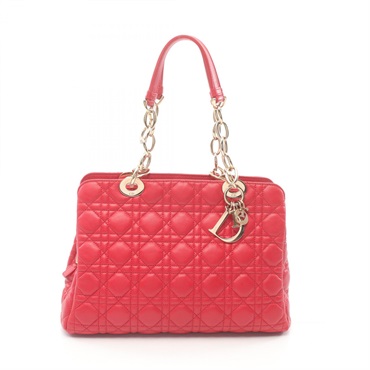 Dior Chain Tote Bag leather Red Used Women GHW