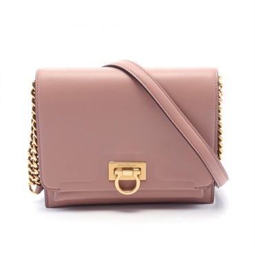 Salvatore Ferragamo Gancini Chain Shoulder Bag crossbody leather Pink Used Women