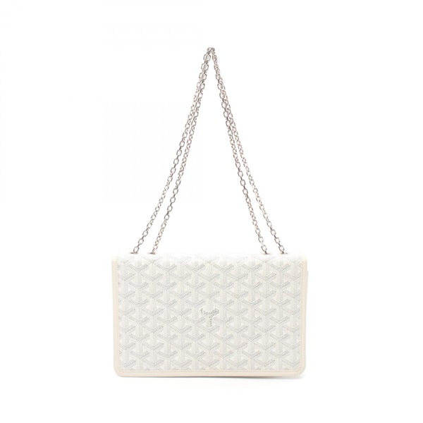 GOYARD Alexandre Troyes Chain Shoulder Bag Coated canvas White Gray Used Women