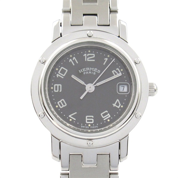 HERMES Clipper Wrist Watch CL4.210 Quartz Stainless Steel Used Women