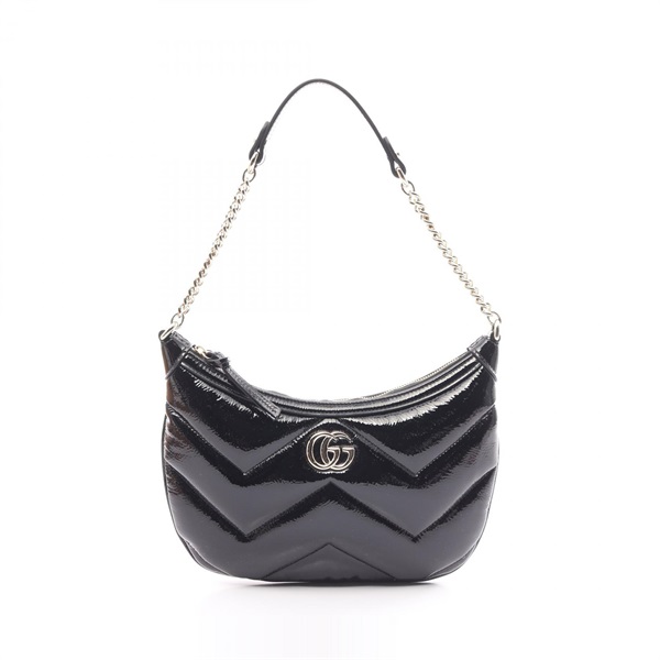 GUCCI GG Marmont Small Shoulder Bag 7772630AABA1000 Patent leather Black NEW