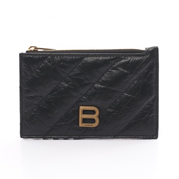 BALENCIAGA Crush Card Holder 766465210J11000 leather Black NEW mens